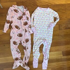 Little Sleepies Pink Football and Rainbow Footies